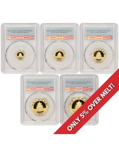China 2012 Set of 5 Gold Panda PCGS MS70 FS Obverse