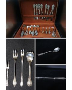 Set of 73 Sterling Silver Antique Flatware .925 Sterling Silver