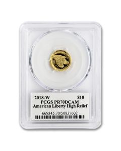 2018-W $10 Gold High Relief Liberty PCGS PR70DCAM Black Label OGP