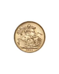 British Gold Sovereign Queen Victoria Veiled Head BU Obverse