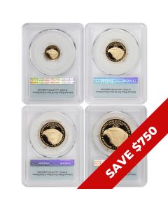 Set of 4 2025-W Gold Eagles PCGS PR70DCAM FS Flag Label w/ OGP