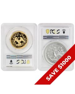Set of 2 2024 Gold Flowing Hair High Relief & Silver Medal PCGS PR70DCAM/MS70 FDOI OGP