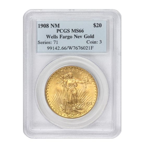 1908 $20 Gold Saint Gaudens PCGS MS66 NM WF