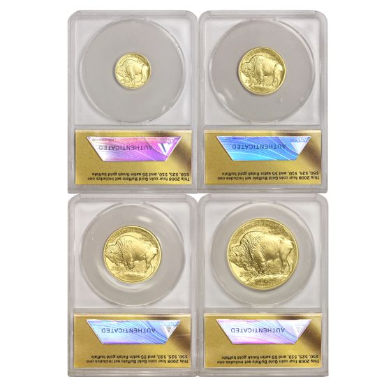 USA 24K金メッキ バッファロー 4枚セット Set of 4 2008-W Gold Buffalo Proof w/ Mint Box and CoA
