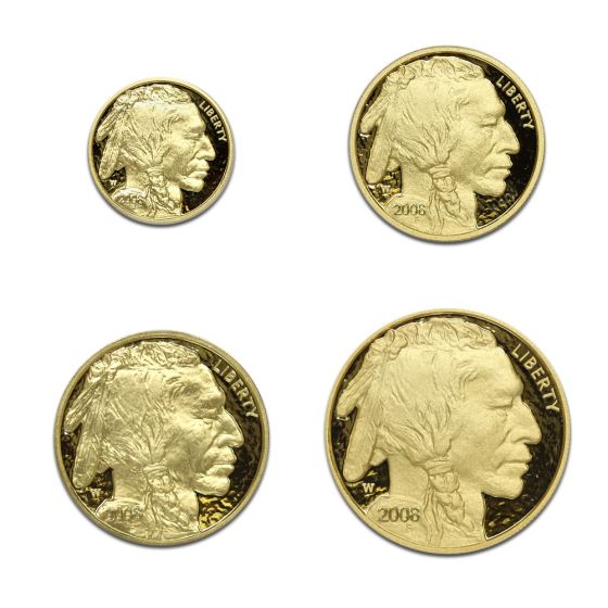 USA 24K金メッキ バッファロー 4枚セット Set of 4 2008-W Gold Buffalo Proof w/ Mint Box and CoA