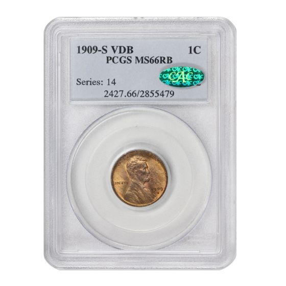 1909-S VDB 1c Lincoln Cent PCGS MS66RB CAC