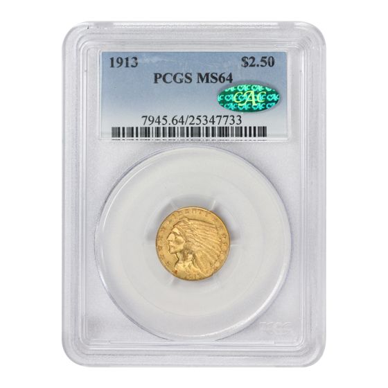 1913 $2.50 Gold Indian PCGS MS64 CAC