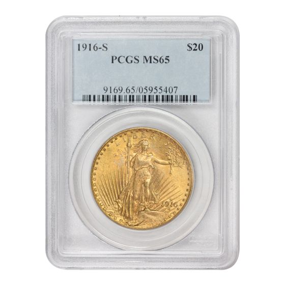 1916-S $20 Gold Saint Gaudens PCGS MS65