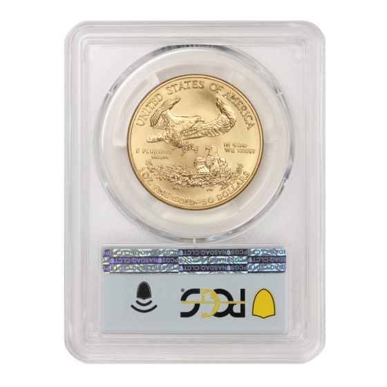 2021 $50 Gold Eagle T1 PCGS MS70 FDOI Flag Label