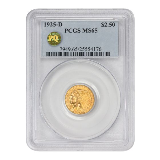 1925-D $2.50 Gold Indian PCGS MS65 PQ