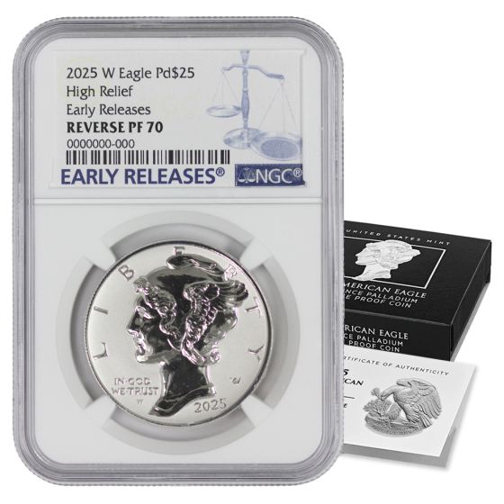 PRE-ORDER 2025-W $25 Palladium Eagle NGC Rev PF70 ER w/ OGP