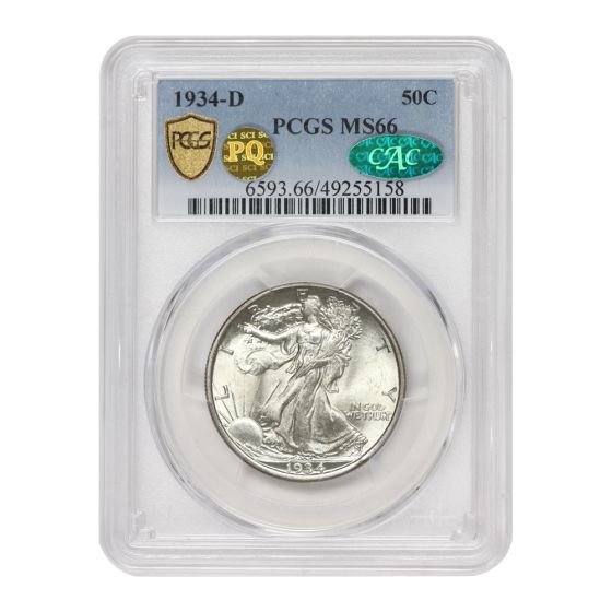 1934-D 50c Silver Walking Liberty PCGS MS66 CAC PQ