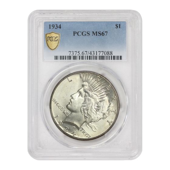 1934 $1 Silver Peace PCGS MS67