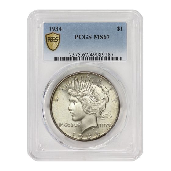 1934 $1 Silver Peace PCGS MS67