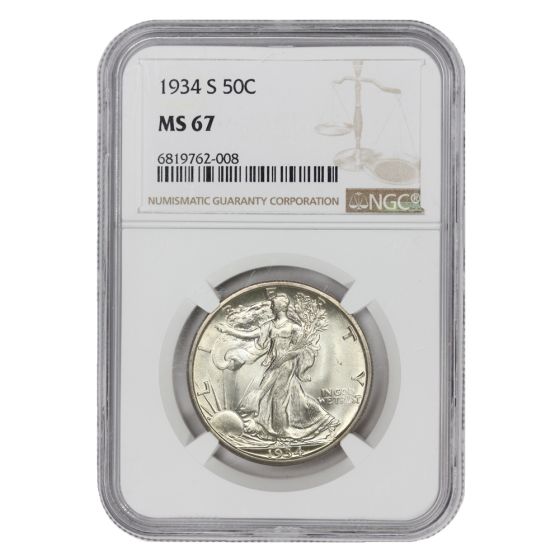 1934-S 50c Silver Walking Liberty NGC MS67
