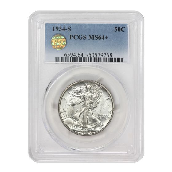 1934-S 50c Silver Walking Liberty PCGS MS64+ PQ