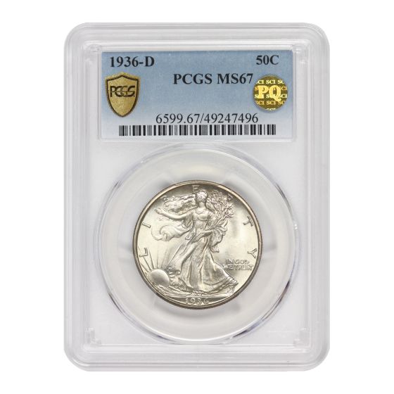1936-D 50c Silver Walking Liberty PCGS MS67 PQ