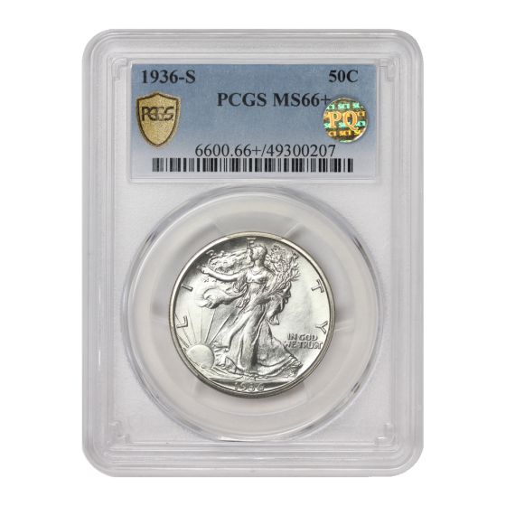 1936-S 50c Silver Walking Liberty PCGS MS66+ PQ