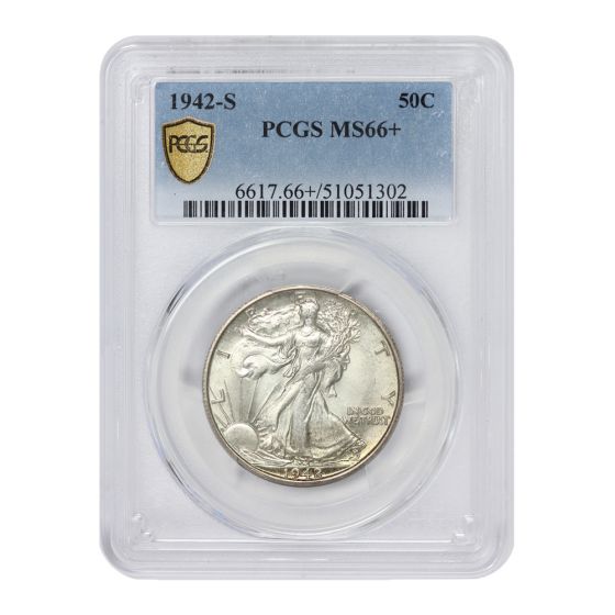1942-S 50c Silver Walking Liberty PCGS MS66+
