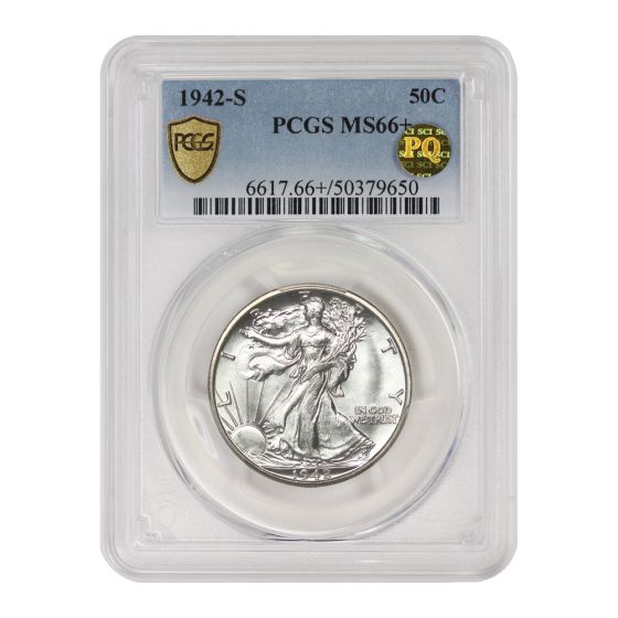 1942-S 50c Silver Walking Liberty PCGS MS66+ PQ