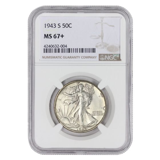 1943-S 50c Silver Walking Liberty NGC MS67+