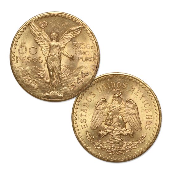 Mexico 1944-1946 Gold 50 Peso BU (Random Year)