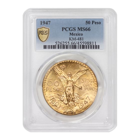 Mexico 1947 Gold 50 Peso PCGS MS66
