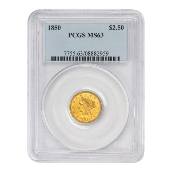 1850 $2.50 Gold Liberty PCGS MS63