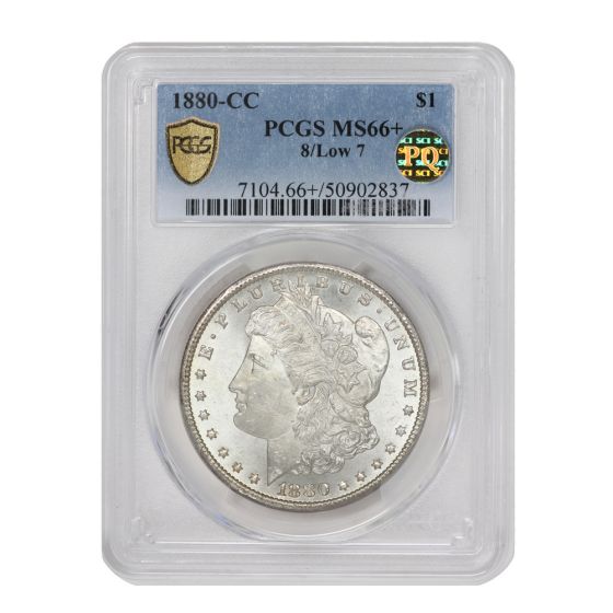 1880-CC 8/Low 7 $1 Silver Morgan PCGS MS66+ PQ