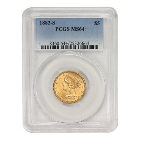 1882-S $5 Gold Liberty PCGS MS64+