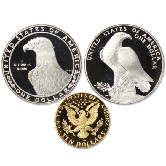 Set of 3 1983-1984 Olympic Gold & Silver Commemorative Proof w 
