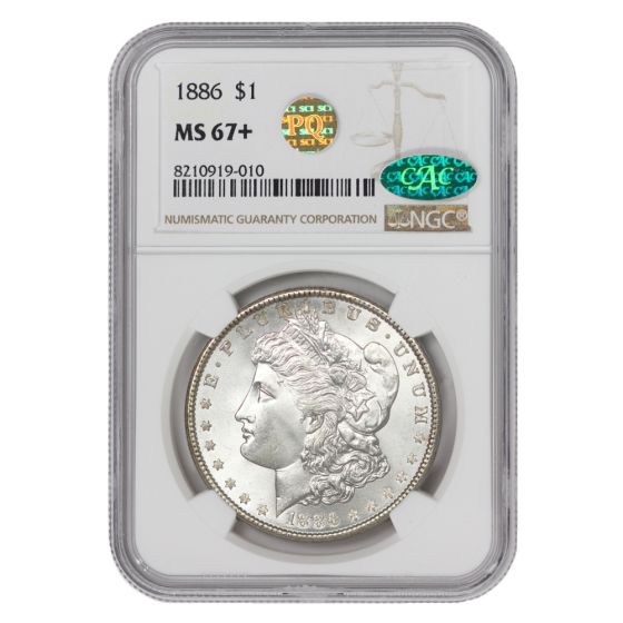 1886 $1 Silver Morgan NGC MS67+ CAC PQ