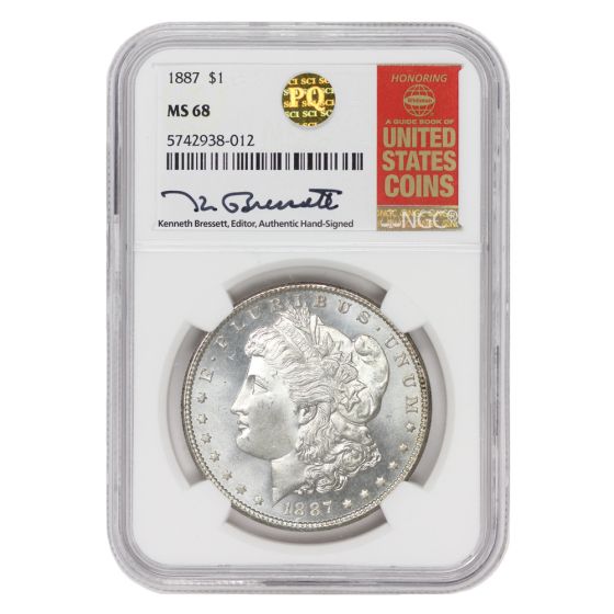 1887 $1 Silver Morgan NGC MS68 Bressett Label PQ