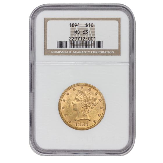1894 $10 Gold Liberty NGC MS63