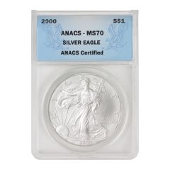 2000 $1 Silver Eagle ANACS MS70 Obverse
