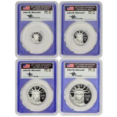 Set of 4 2000-W Platinum Eagles PCGS PR70DCAM Struck at WP Mercanti Label Blue Core