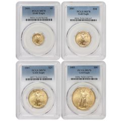 Set of 4 2001 Gold Eagles PCGS MS70