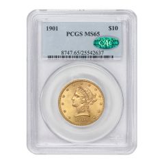 1901 $10 Gold Liberty PCGS MS65 CAC Obverse