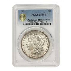 1901 $1 Silver Morgan PCGS MS66 Illinois Set Obverse