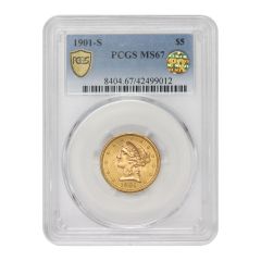 1901-S $5 Gold Liberty PCGS MS67 PQ Obverse