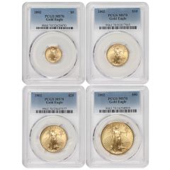 Set of 4 2002 Gold Eagles PCGS MS70