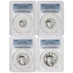 Set of 4 2002 Platinum Eagles PCGS MS70