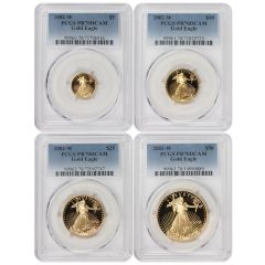 Set of 4 2002-W Gold Eagles PCGS PR70DCAM