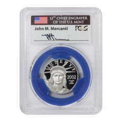 2002-W $50 Platinum Eagle PCGS PR70DCAM Mercanti Label