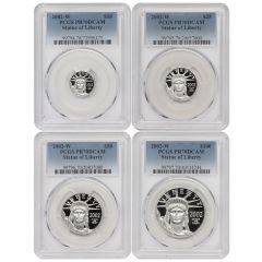 Set of 4 2002-W Platinum Eagles PCGS PR70DCAM