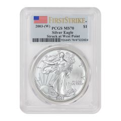 2003-(W) $1 Silver Eagle PCGS MS70 FS WP Flag Label Obverse

