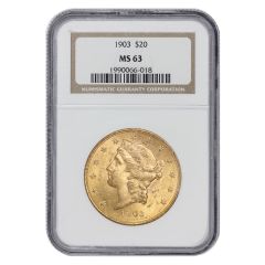 1903 $20 Gold Liberty NGC MS63