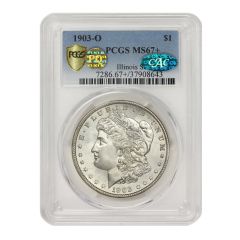 1903-O $1 Silver Morgan PCGS MS67+ PQ CAC Illinois Set Obverse