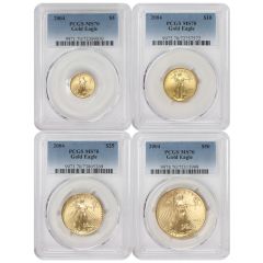 Set of 4 2004 Gold Eagles PCGS MS70