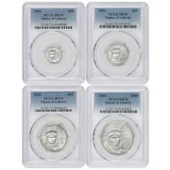 Set of 4 2004 Platinum Eagles PCGS MS70